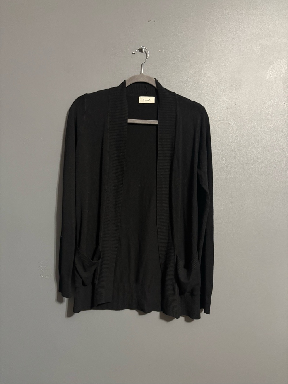Becaul Black minimalist Open Front Shawl Collar Cardigan Sweater Women’s M
